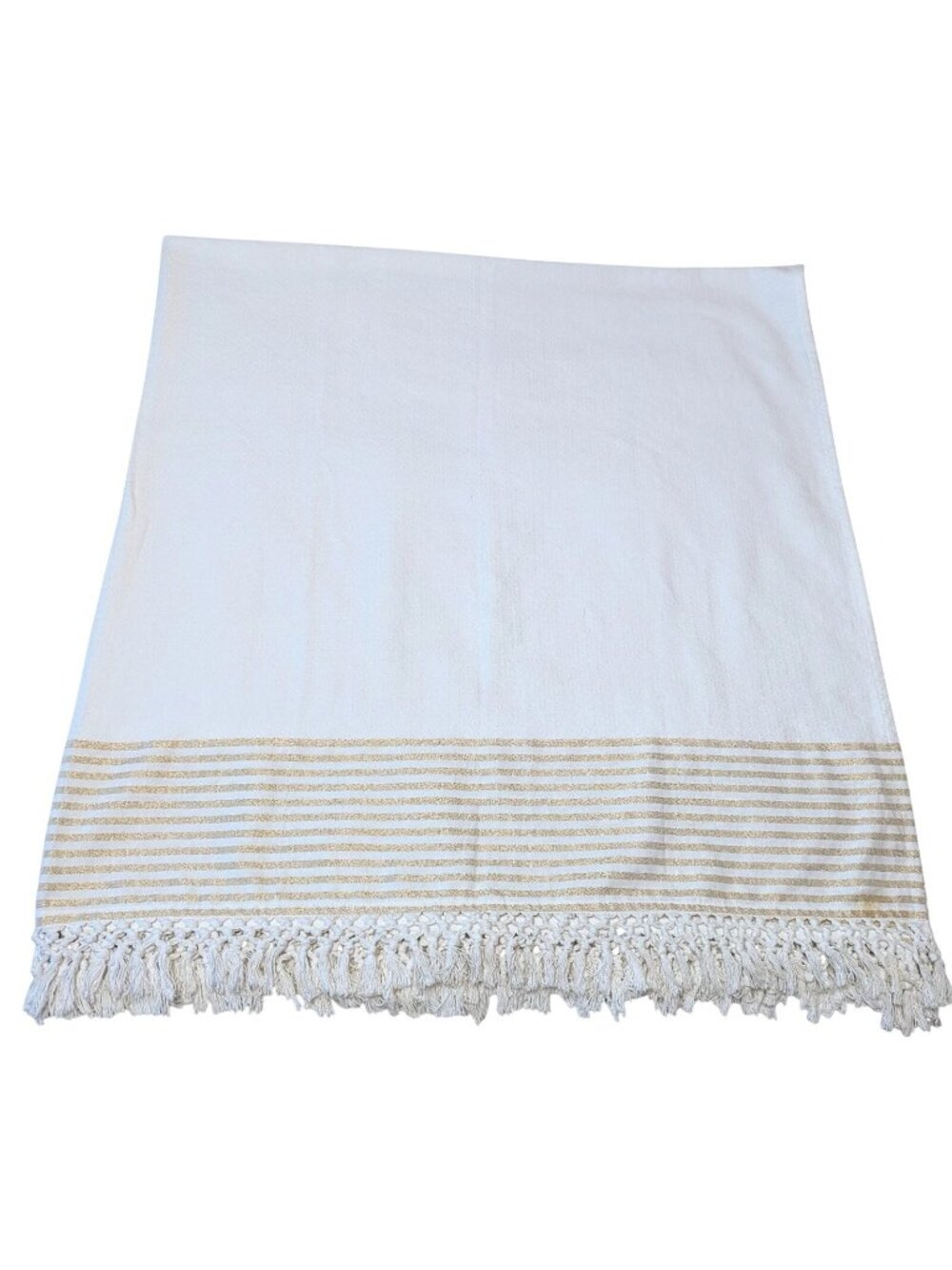 Lilly Pulitzer X Target White &  Gold Fringe Beach Blanket Throw 72" x 72"